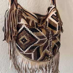 Wayuu Handwoven Fringe Bucket Bag | Boho Festival Crossbody | Handmade Colombia